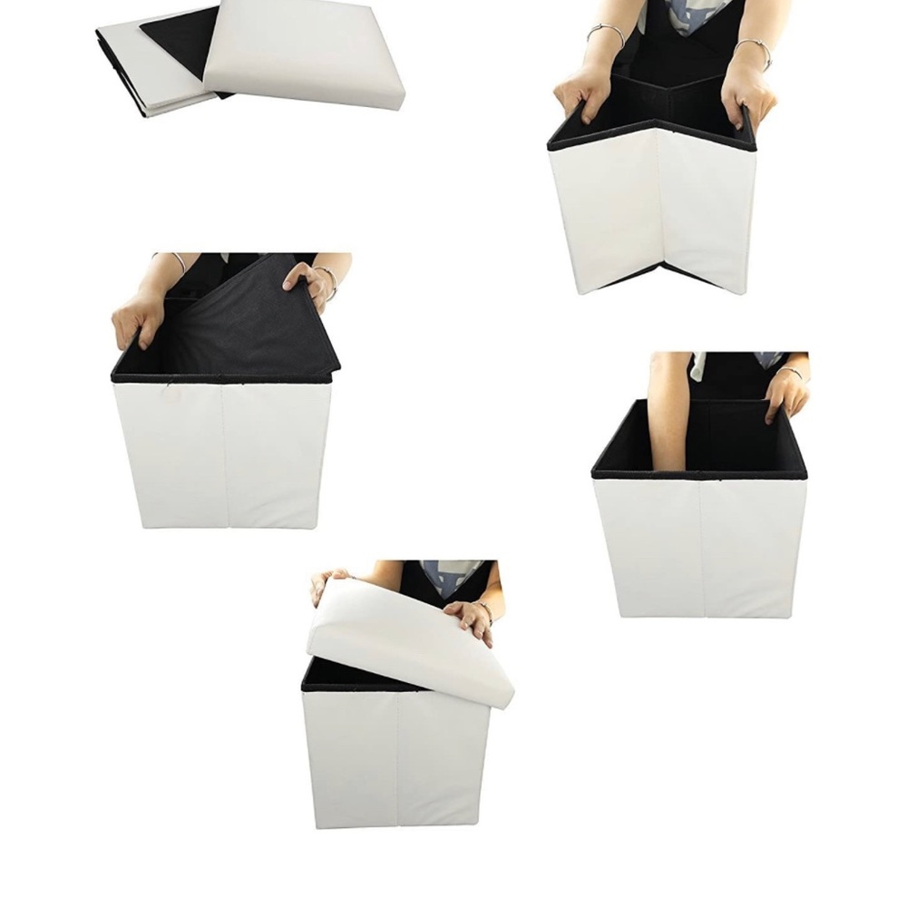 Leather Folding Storage Ottoman